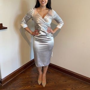Adrianna Papell silver cocktail dress